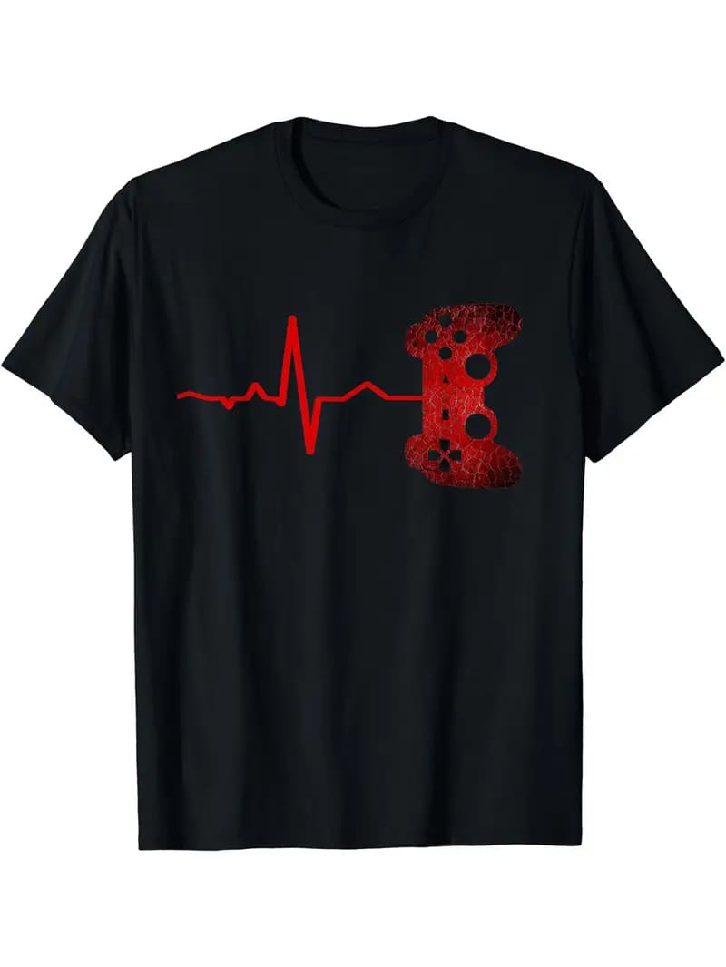 Gamer Heartbeat Video Graphic Men's Short Sleeve T-shirt