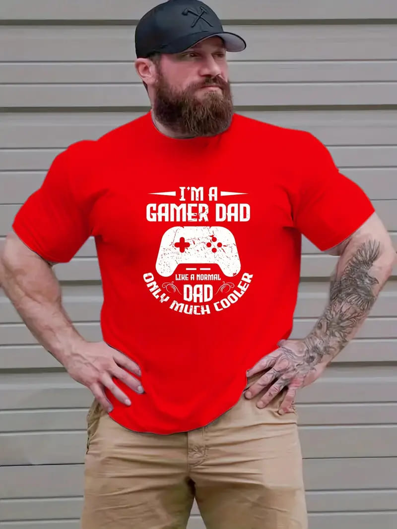 I'm A Gamer Dad' Round Neck T-shirts, Causal Tees, Short Sleeves Tops, Men's Summer Clothing